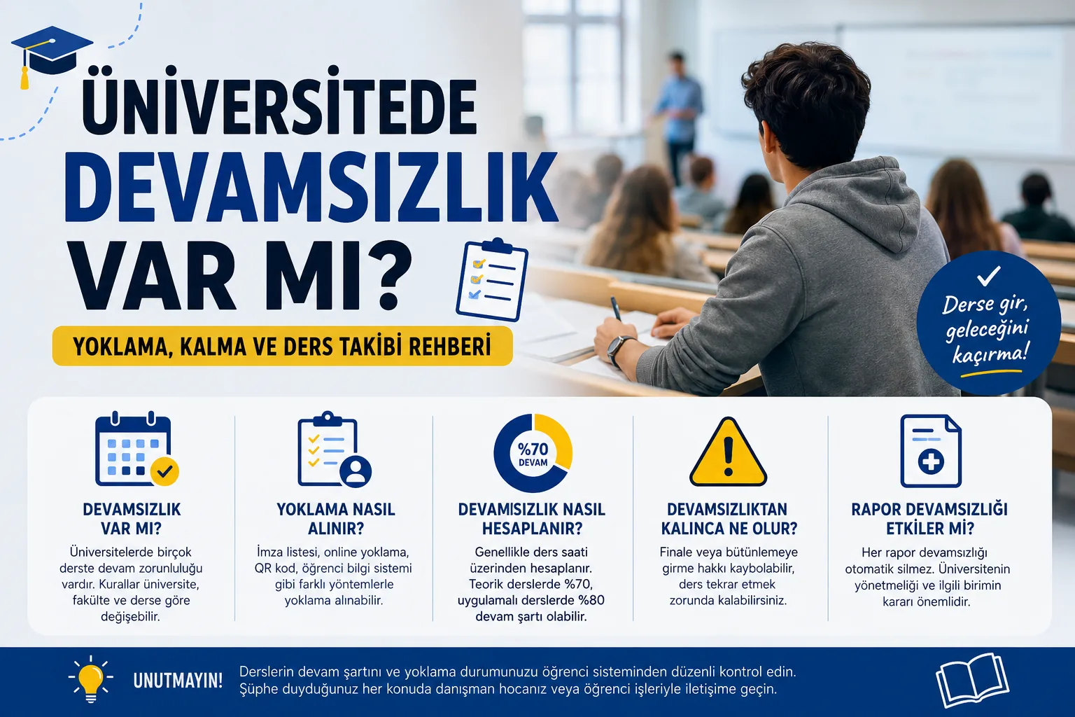 Üniversitede Devamsızlık Var mı? Yoklama, Kalma ve Ders Takibi Bilgileri