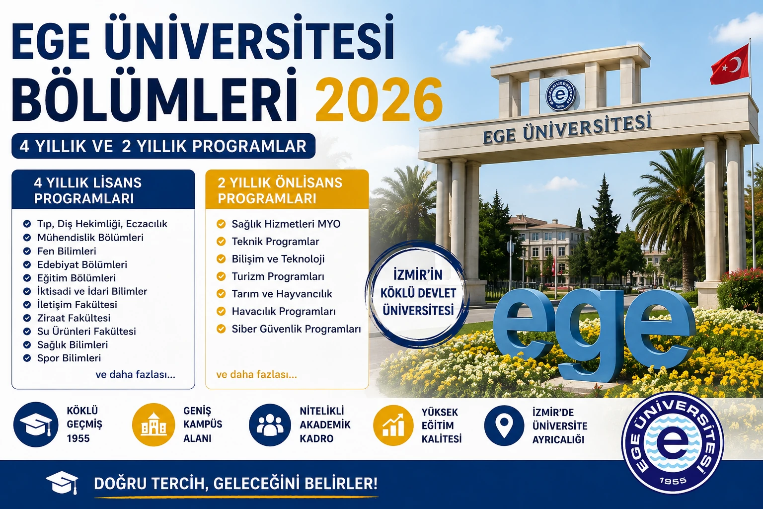 Ege Üniversitesi Bölümleri 2026: 4 Yıllık ve 2 Yıllık Bölümler
