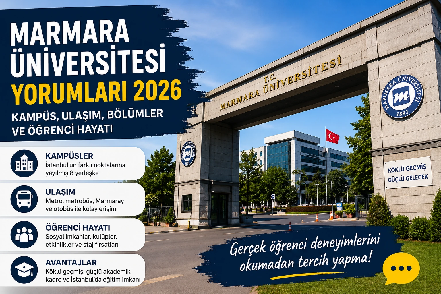 Marmara Üniversitesi Yorumları 2026: Kampüs, Ulaşım, Bölümler ve Öğrenci Hayatı