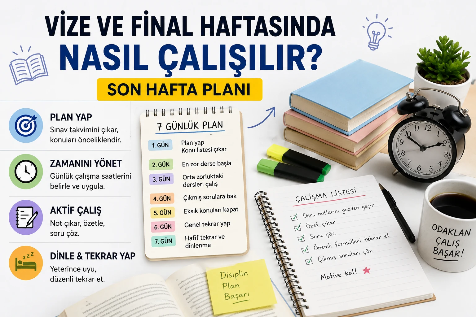 Vize ve Final Haftasında Nasıl Çalışılır? Son Hafta Planı